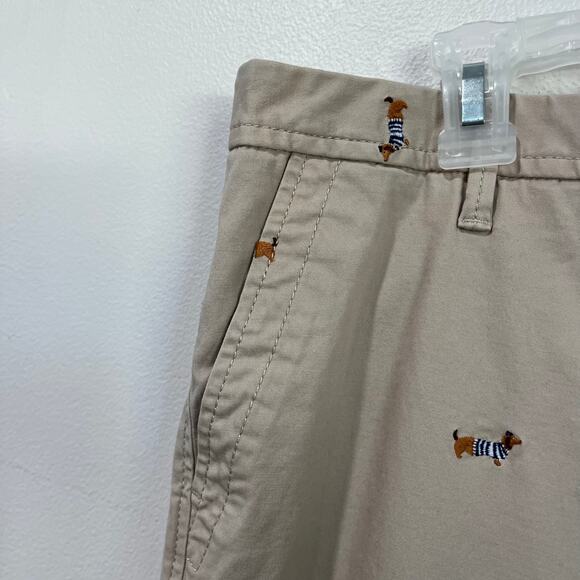 Talbots Beige Chino Pants Dachshund Embroidered Size 14 Cotton Blend Preppy - Picture 6 of 12